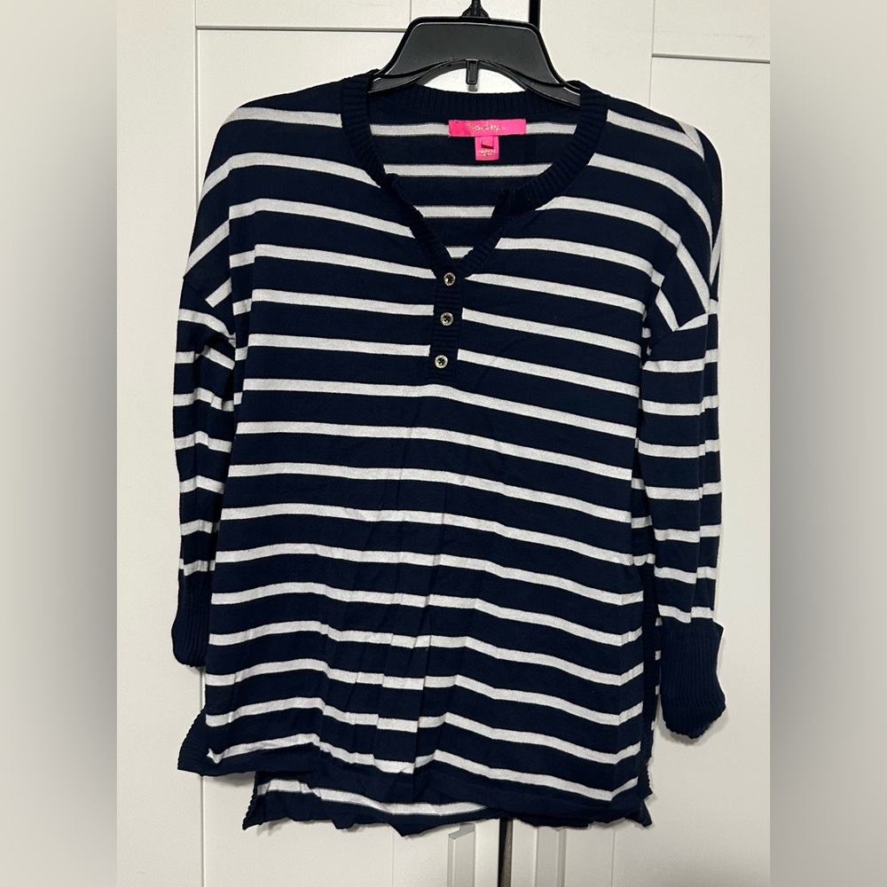 Lilly Pulitzer Navy and White Striped Top
